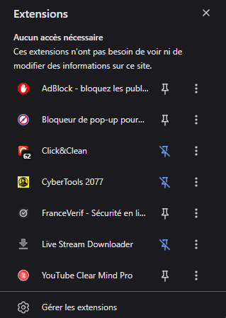 Épingler une extension